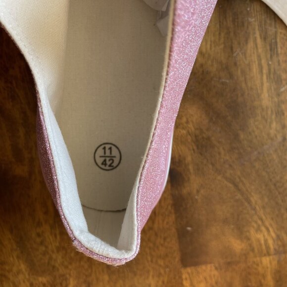 Pink Glitter Canvas Sneakers Womens Size 11 Shoes With White Laces Size 11 US - Picture 11 of 14